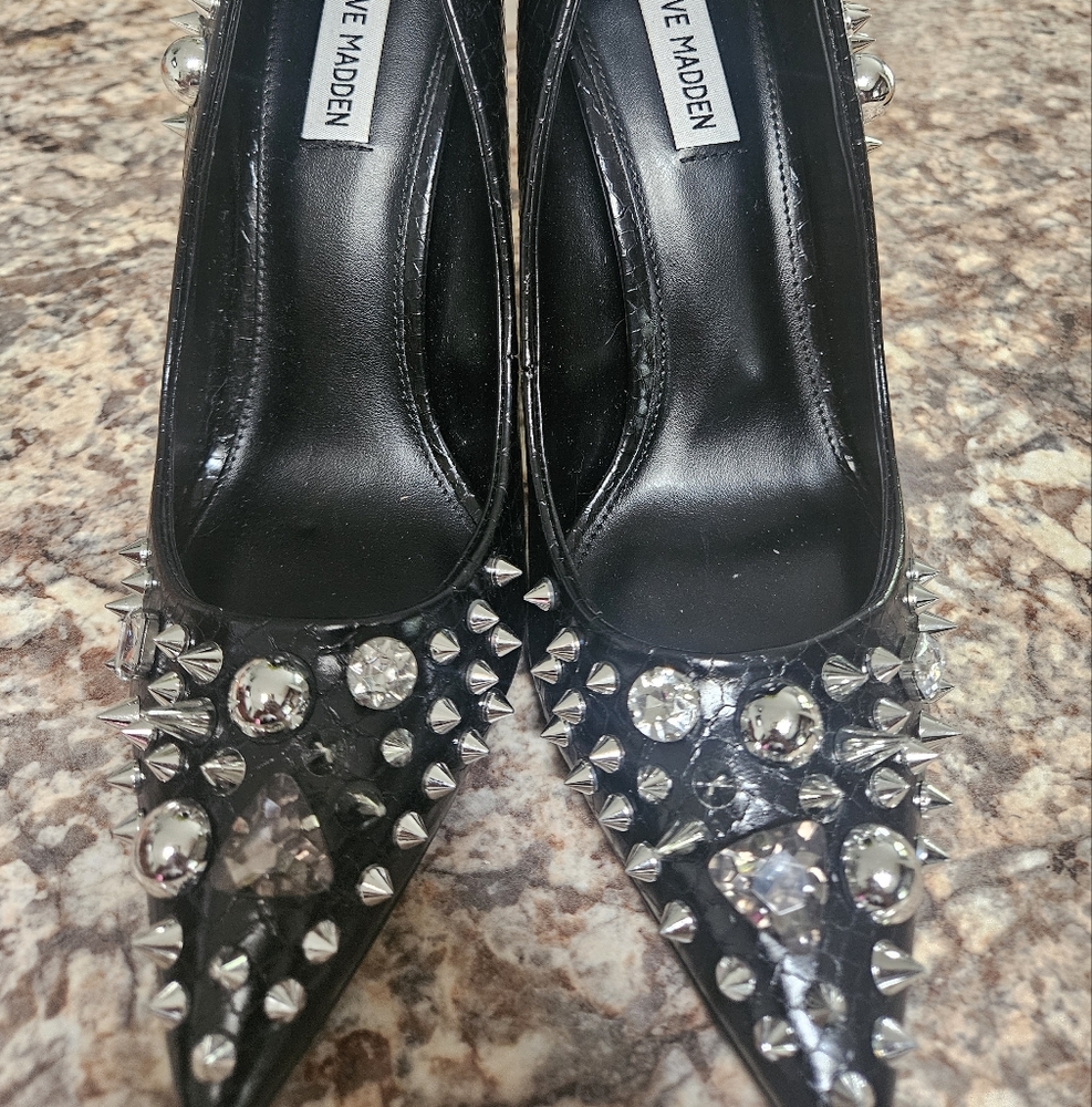 Steve Madden Black Spiked Heels